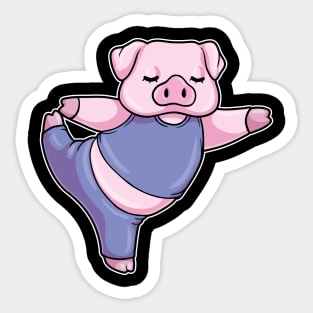 Pig at Yoga Stretching Legs Sticker